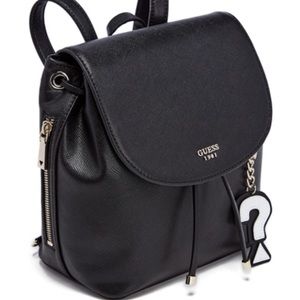 GUESS Black Backpack with Silver Hardware